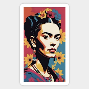 Frida's Colorful Reverie: Vibrant Portrait Magnet